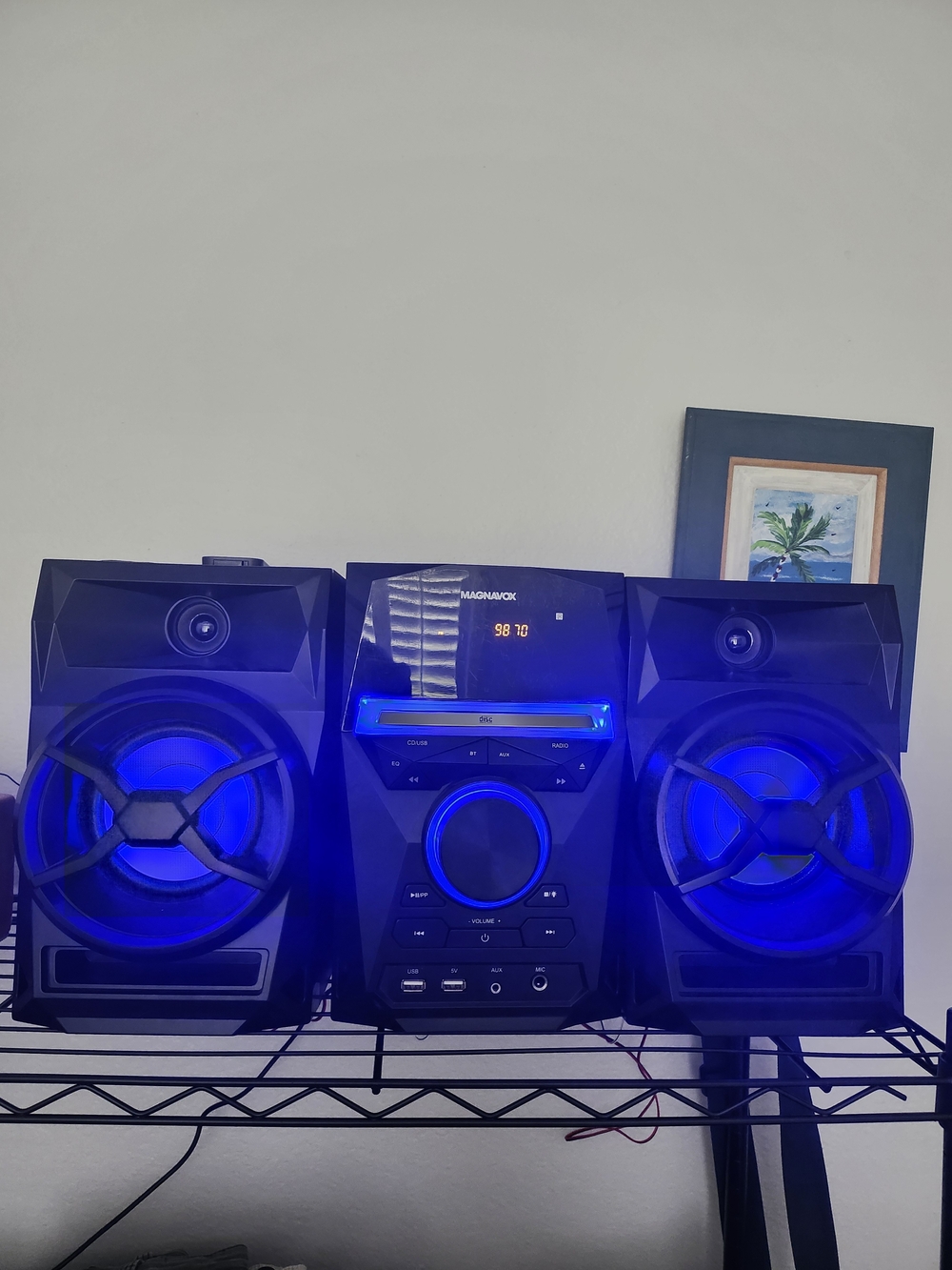 Magnavox 3 Piece Shelf System with Blue LED Speakers